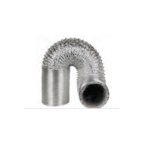 10-meter Aliflex uninsulated flexible ductshowing the black plastic exterior and flexible corrugated design. 