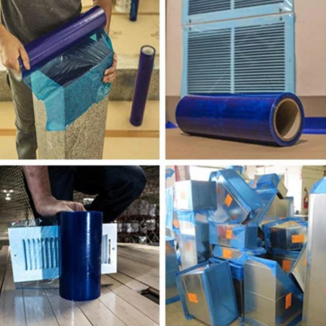 Self-Adhesive Protective Blue Film Roll for Ductwork – 600mm x 100m